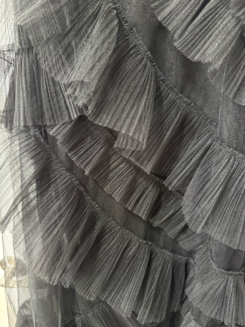 BCBGMaxAzria Black Oly Tiered Ruffle Tulle Evening Gown - Picture 5 of 10
